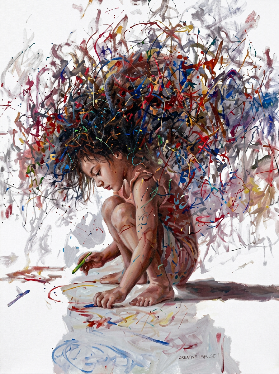 Child painting — Reggio Emilia inspired classroom artwork